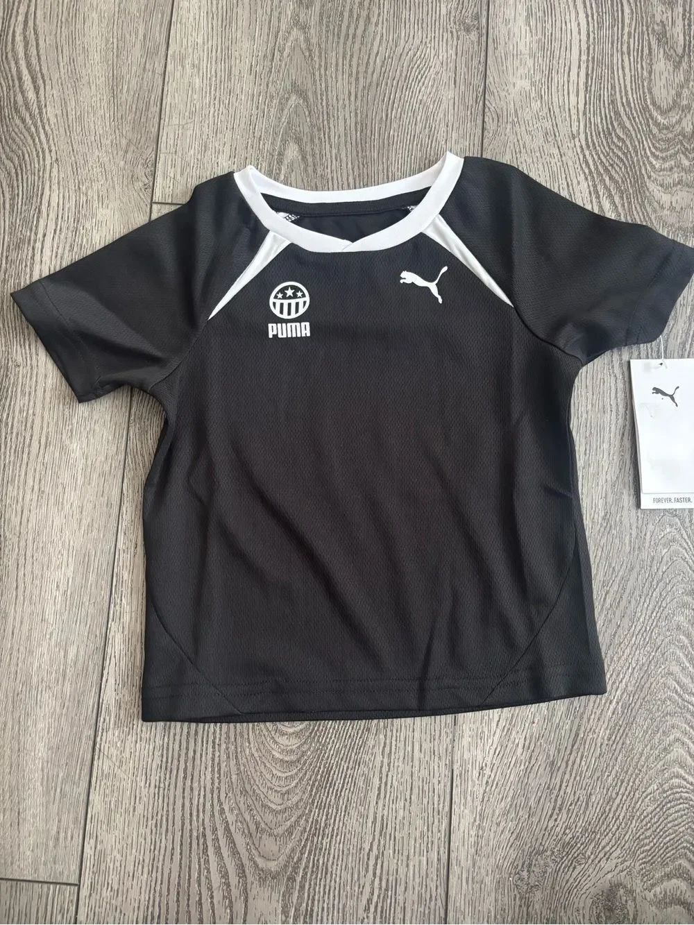 Puma Kids Black Short Sleeve Athletic Jersey with White Trim